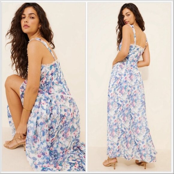 For Love & Lemons Audrey Floral Maxi Dress sz L - Picture 5 of 15